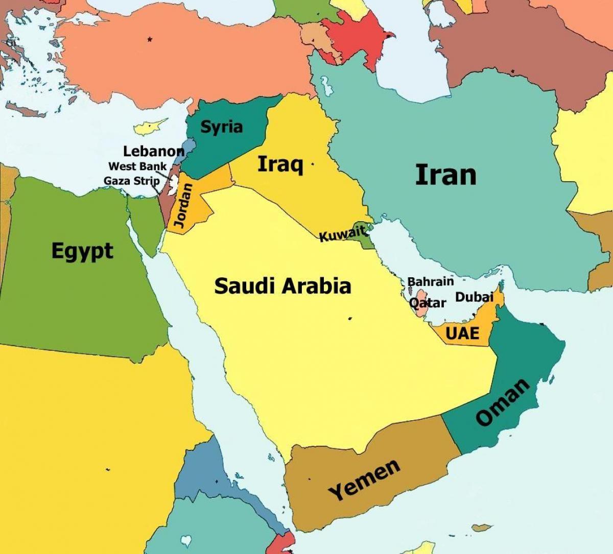 карта на Бахреин и околните земји