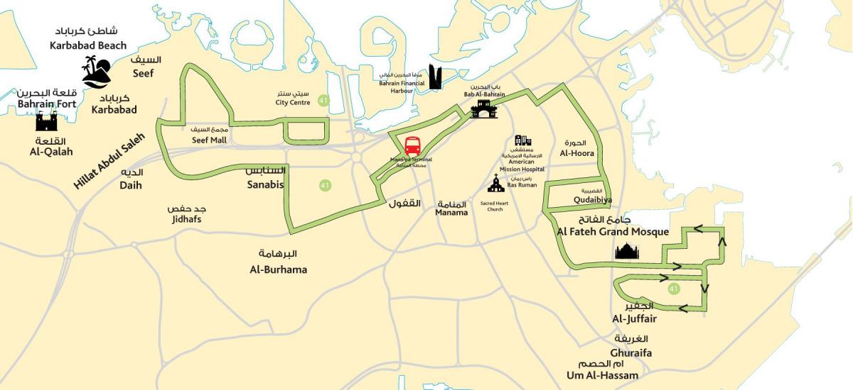 карта на центарот на градот Бахреин
