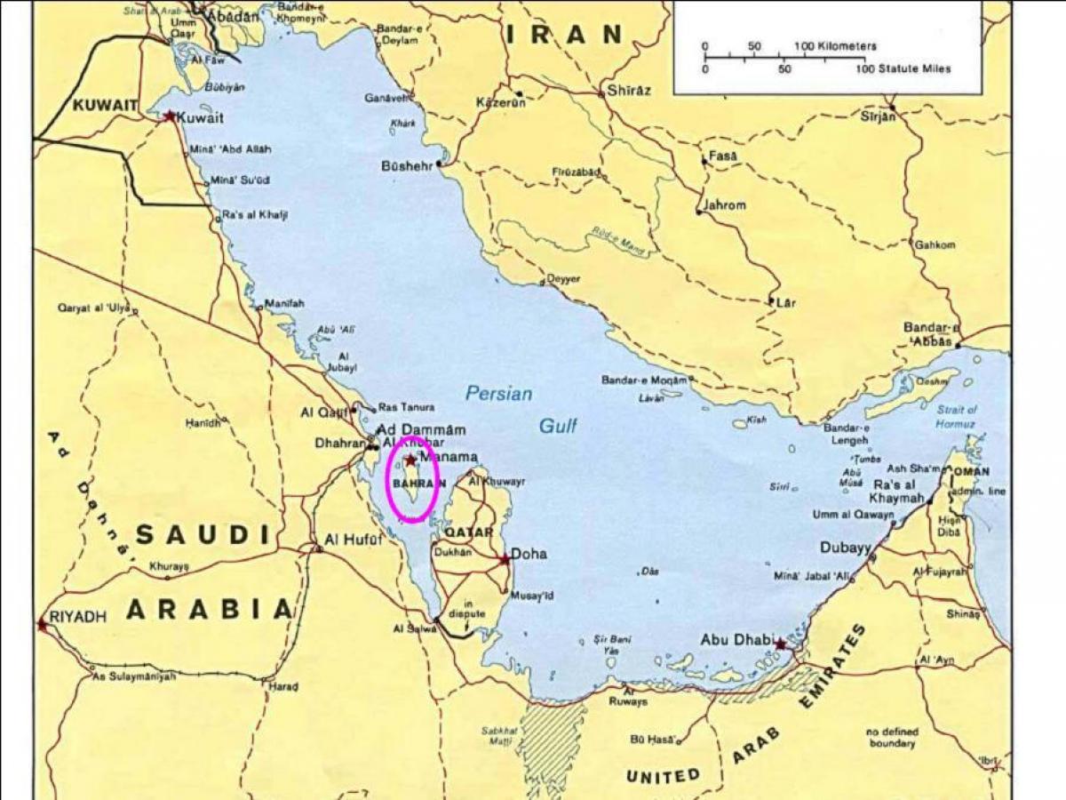 карта на островот Бахреин 